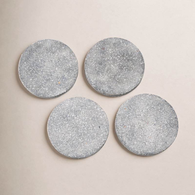 Devi Stone Round Coaster Set, Gray