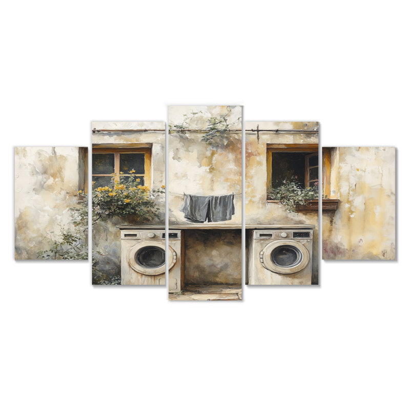«Gray Vintage Laundry Day I», ensemble d'art sur toile