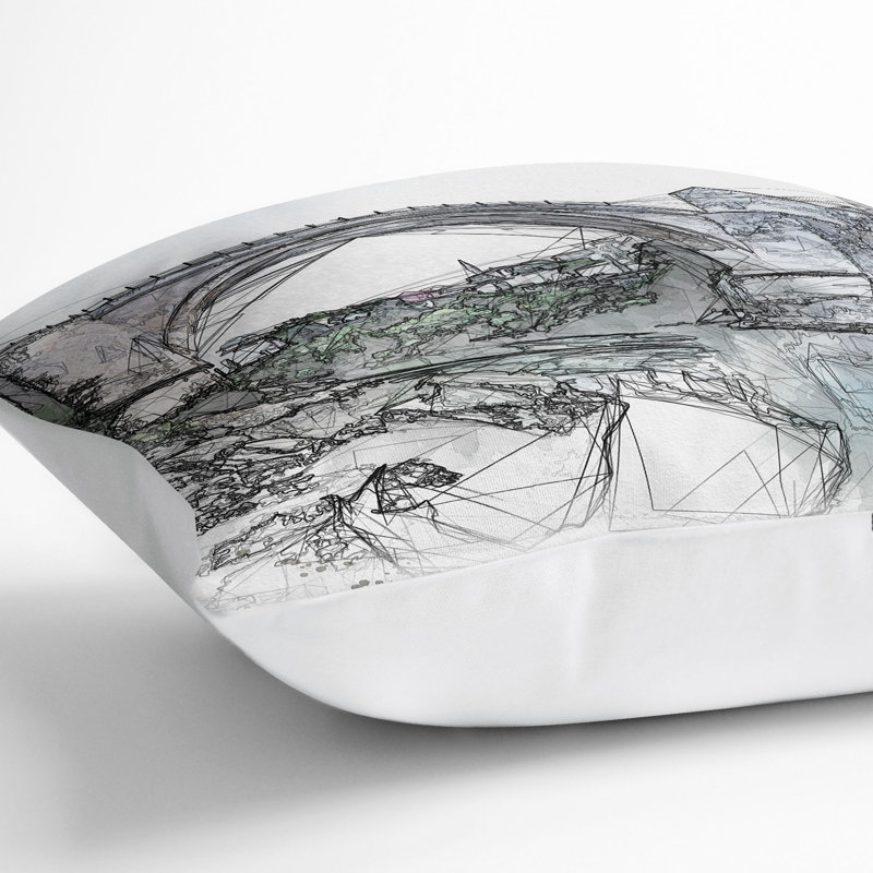 Abstract Square Throw Cushion, 55cm H x 55cm W x 20cm D, White