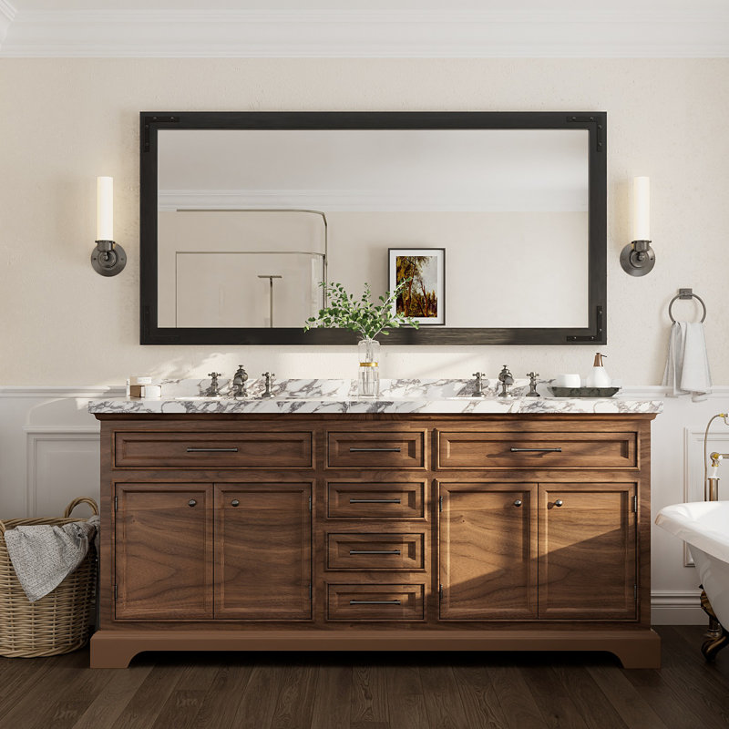 Miroir mural Amara Rustic Farmhouse, Noir, 72 po x 36 po
