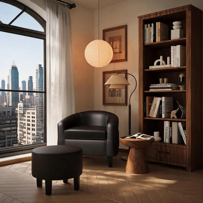 Fauteuil d'appoint avec repose-pieds en similicuir