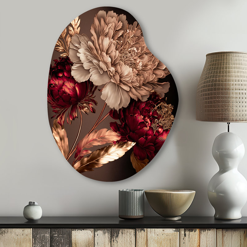 Reese - Floral Pear Shape Assymterical Metal Wall Art, 30" H x 22" W