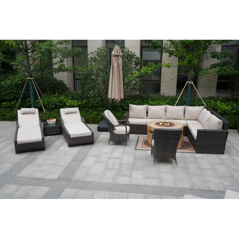 Almanza 10 - Person Patio Conversation Set with Cushions