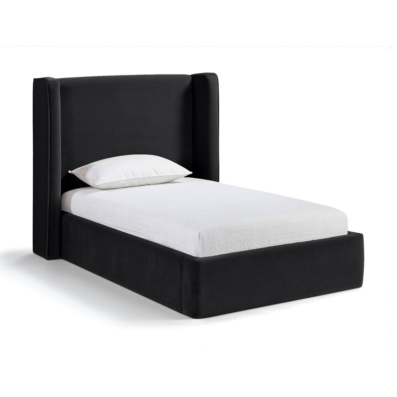 Lit tapissier Kendall Wanaque, Simple, Velours noir
