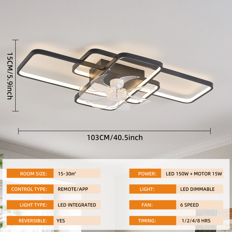 Arlyn 40.5" 7 - Blade Reversible Dimmable LED Flush Mount Ceiling Fan With Remote Control And App