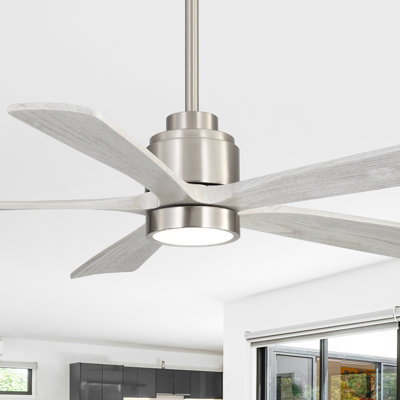 52'' Dimmable Solid Wood Blades Ceiling Fan With Lights And Remote Control Reversible Dc Motor Timer Memory