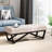 Rectangular Faux Wood With Button- Seat And Chic Style Contemporary Waffled Stitch Cover Geometric Leg Frame