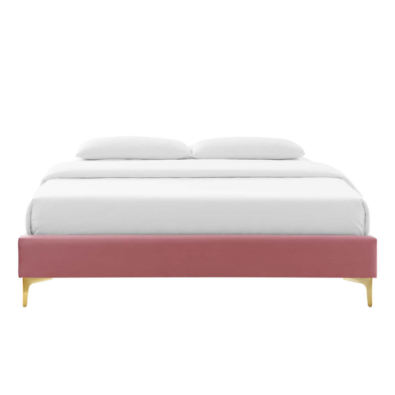 Sutton Performance Velvet Bed Frame, King, Dusty Rose