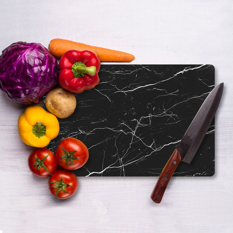 Flourish Tempered Glass Cutting Board, 7.9 x 11.8 inches | 100% Antibacterial, Easy-Clean Surface, Non-Slip Silicone Feet | Perfect for Food Prep & Serving, Durable & Stylish Kitchen Essential, Not Dishwasher Safe