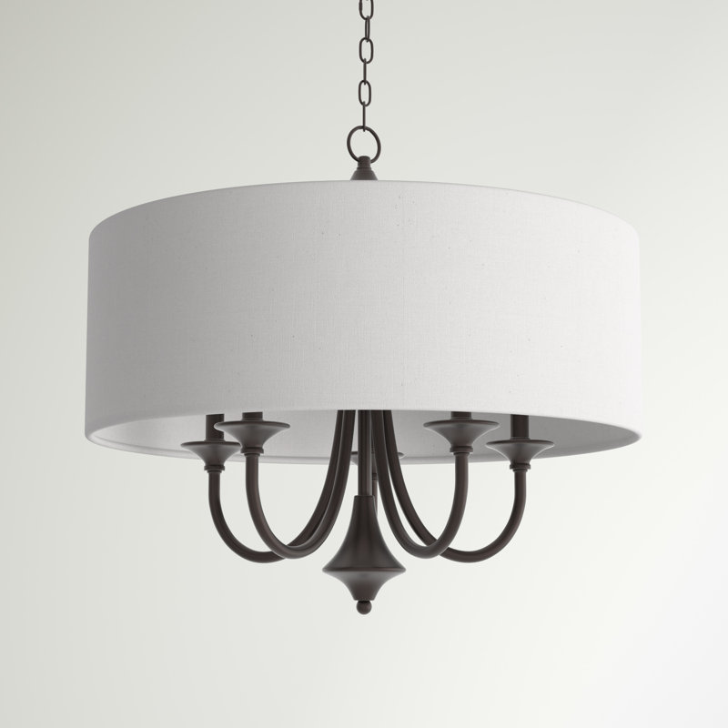 Bhushan 5 - Light Dimmable Drum Chandelier, Oil Rubbed Bronze
