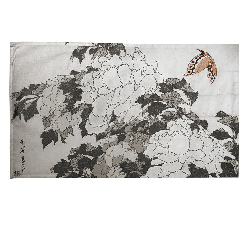 Tea Towel Kitchen Towel, Poly Twill, Gray/Orange