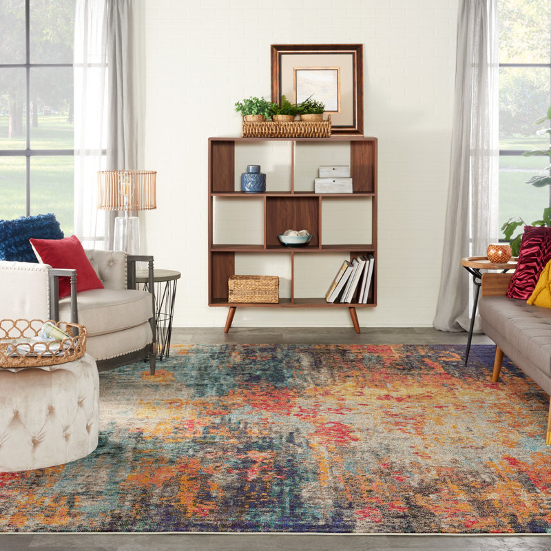 Dominic Abstract Blue Area Rug, Rectangle 7'10" x 10'6"