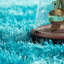 Tapis turquoise à poils longs touffeté à la main Huya-365126245