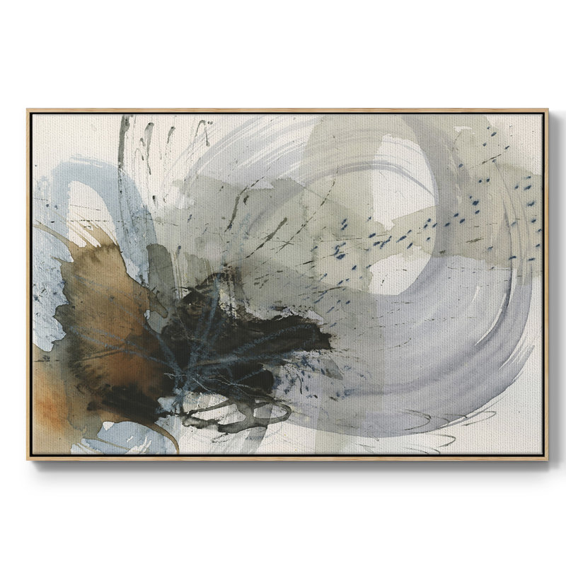 Orbital Burst II, peinture sur toile encadrée, H 25 po x l 37 po x P 2 po, Cadre en bois naturel