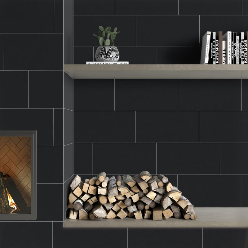 True Story 12'' W x 24'' L Porcelain Throughbody Singular Tile, Black