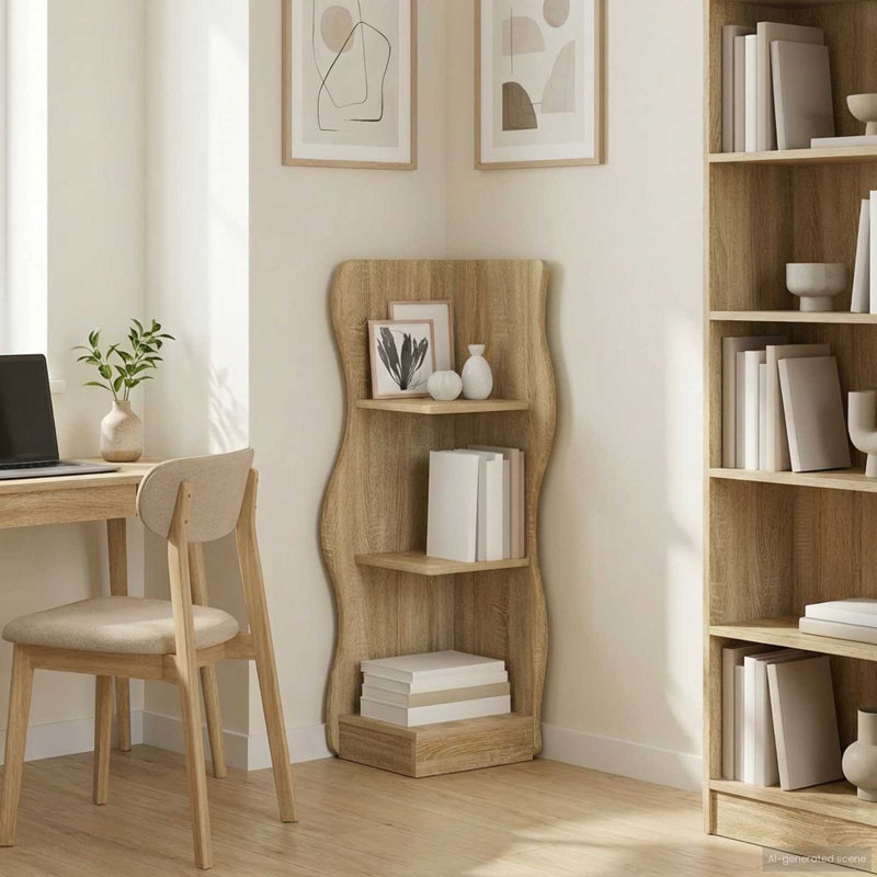 102 cm H x 34 cm W Corner Bookcase, Sonoma Oak
