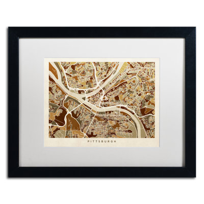 « pittsburgh street map », reproduction d’impression sur toile encadrée