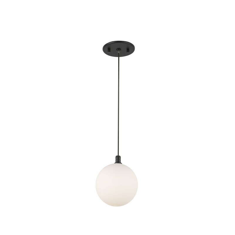 Bolla 5-In Opal Glass LED Pendant, Black, Opal