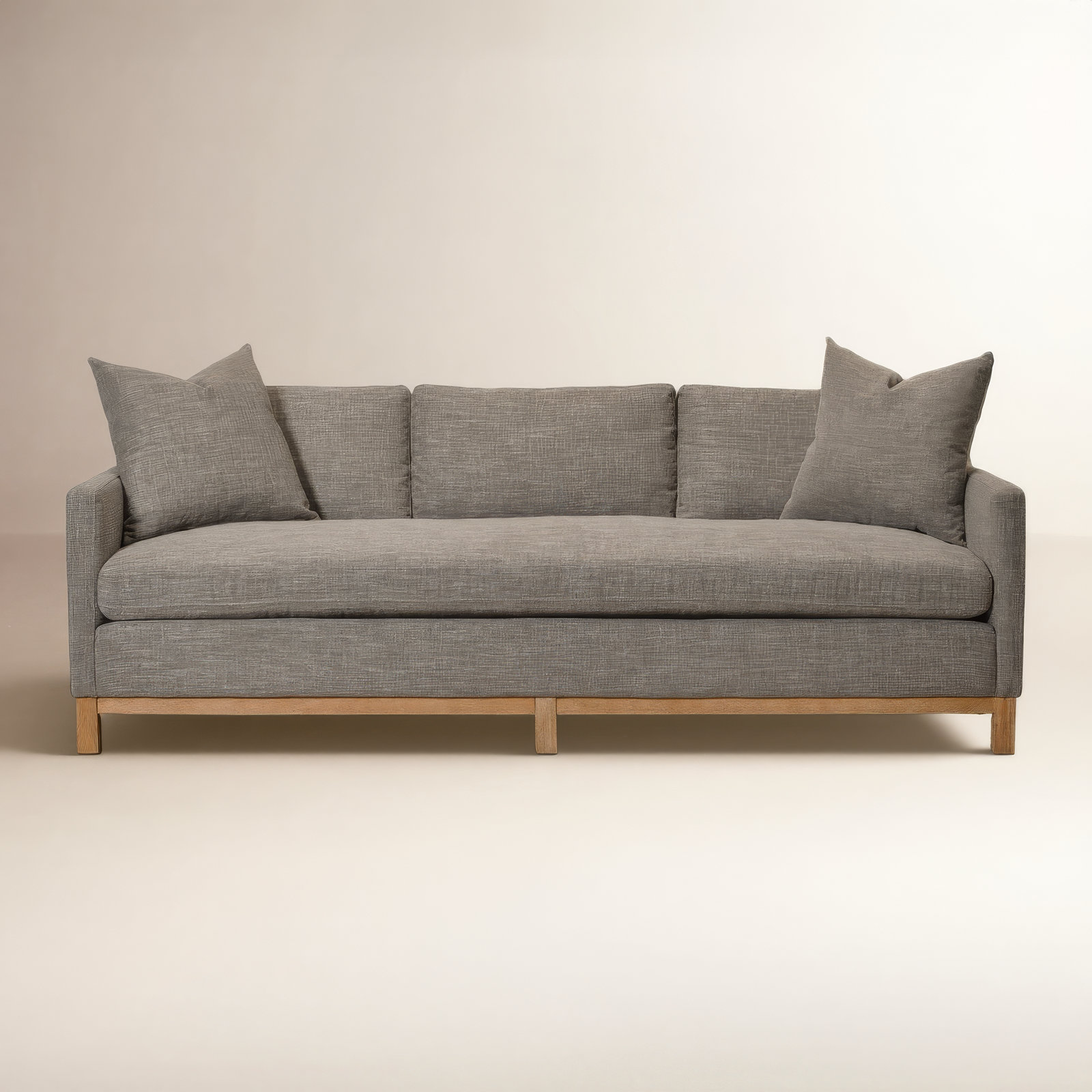 Cami 91'' Upholstered Sofa, Smoke Linen Blend