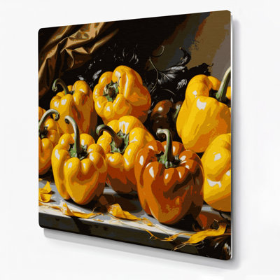 Vegetables Bell Pepper Yellow Brown Metal Wall Art