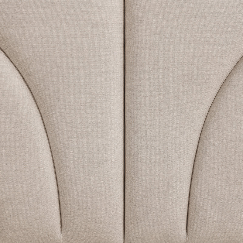 Flower-Shaped Upholstered Headboard with Adjustable Height & Width, Linen Khaki, Full / Queen