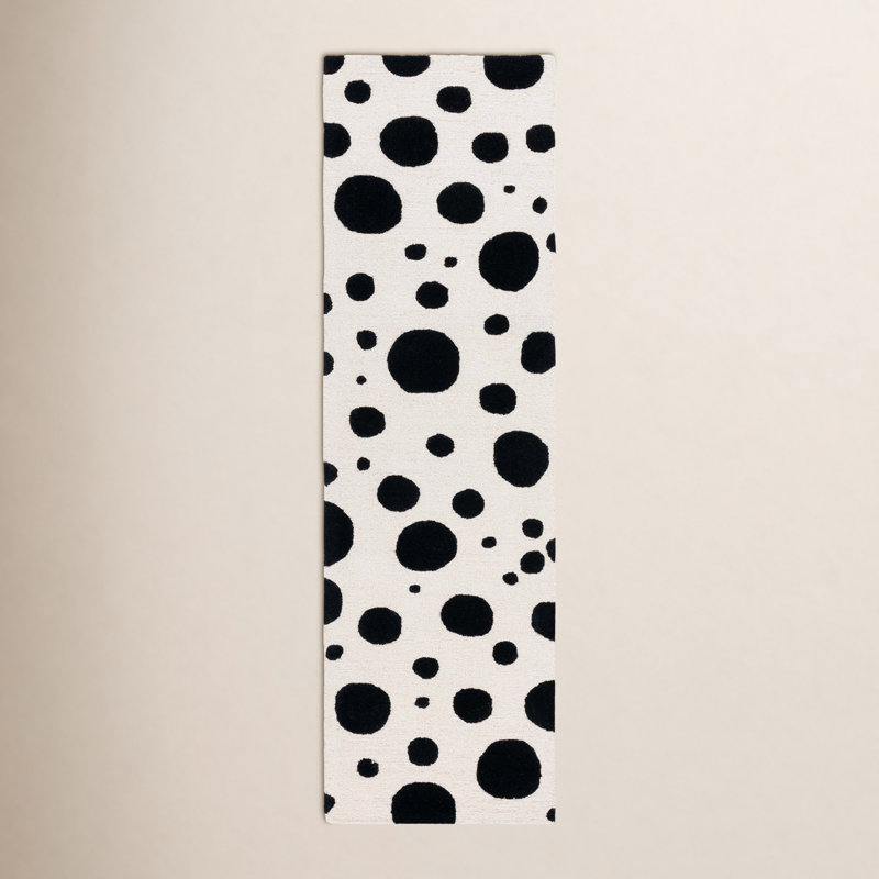 Tapis ivoire / noir Camey, Tapis de couloir 2 pi 3 po x 8 pi