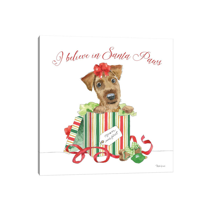 Holiday Paws II On White by Beth Grove - Wrapped Canvas Print, 66.04 cm H x 66.04 cm W x 3.175 cm D