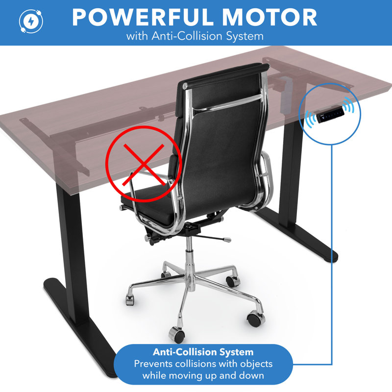 Hazelnut and Black Adjustable Electric Standing Desk with Steel Frame