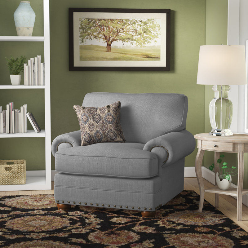 Schantz 45" Wide Polyester Club Chair, Gray Polyester