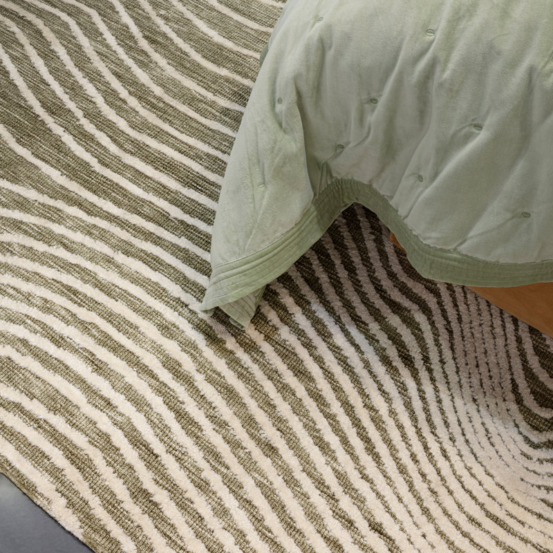 Clemones Swirl Green Area Rug, Rectangle 160cm x 230 cm