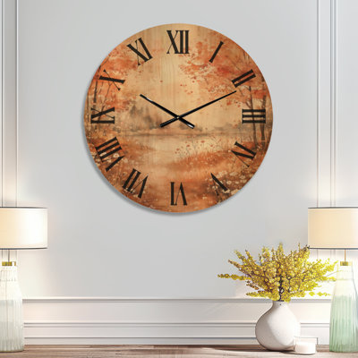 Très grande horloge murale florale silencieuse en bois - Elona