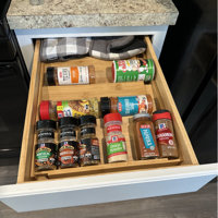 SpaceAid® Bamboo Spice Drawer Organizer Compact Spice Rack for Kitchen