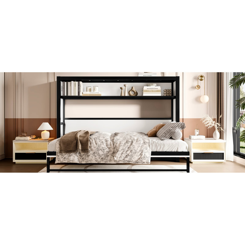 Lit simple en métal blanc avec tablettes et fabrication stable pour une utilisation efficace dans les petits espaces