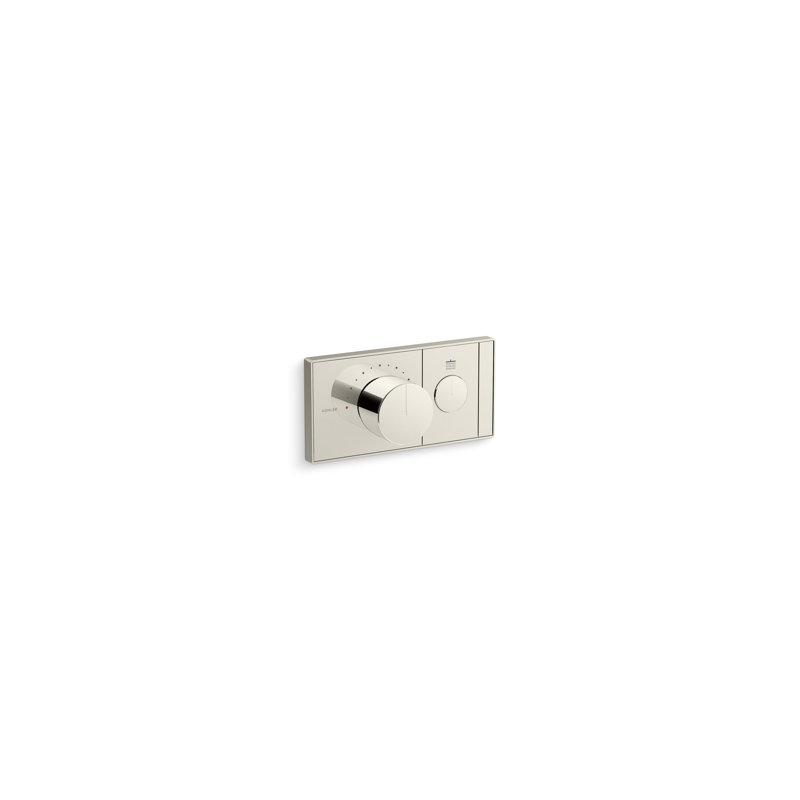 Anthem One-Outlet Thermostatic Valve Control Panel With Recessed Push-Button, Vibrant Polished Nickel