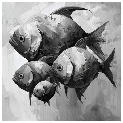 Monochrome Fish Illustration Comforter