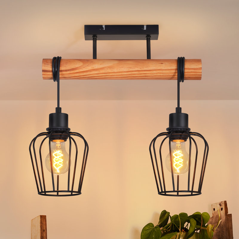 2-Light Black Semi Flush Mount