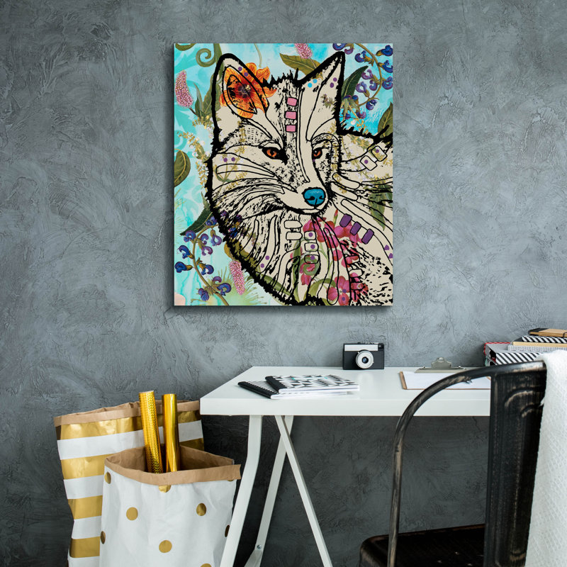 «Papier peint Fox» par Dean Russo, art mural sur toile, H 24 po x l 20 po x P 0,75 po