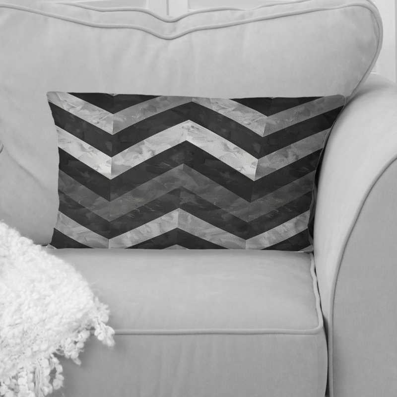 Imprimé à chevrons noir et gris II - coussin lombaire moderne