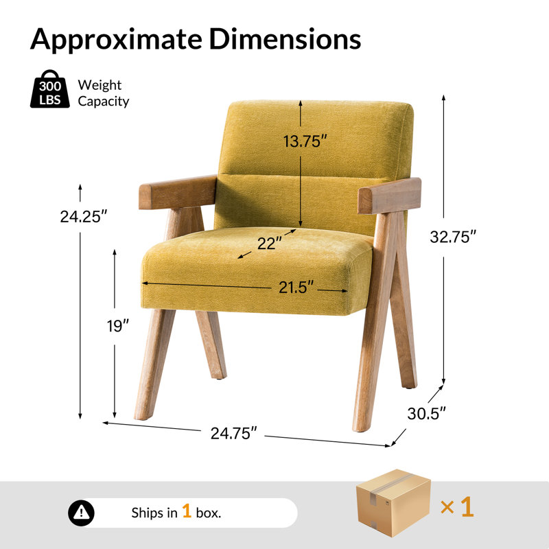 Ensemble de 2 chaises d'appoint Donohoe, Moutarde