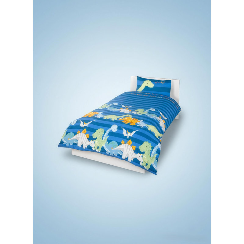 Pilsen Cotton Blend Abstract Bedding with Pillowcases Included, Blue, Single Duvet Cover + 1 Standard Pillowcase