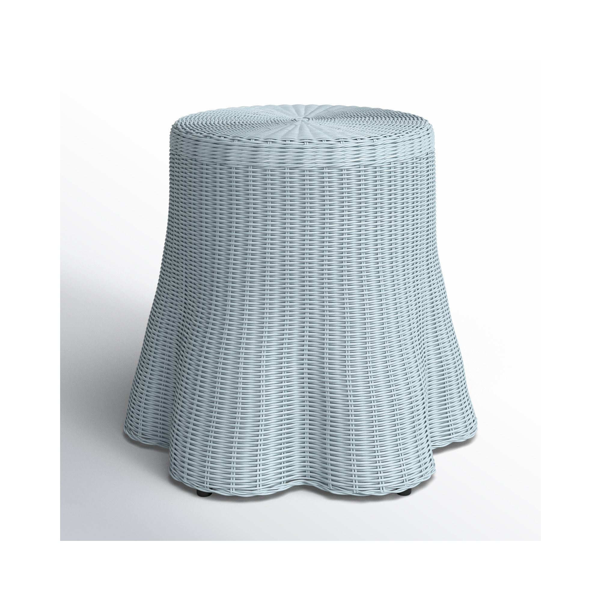 Cabo Woven Rattan End Table, Blue