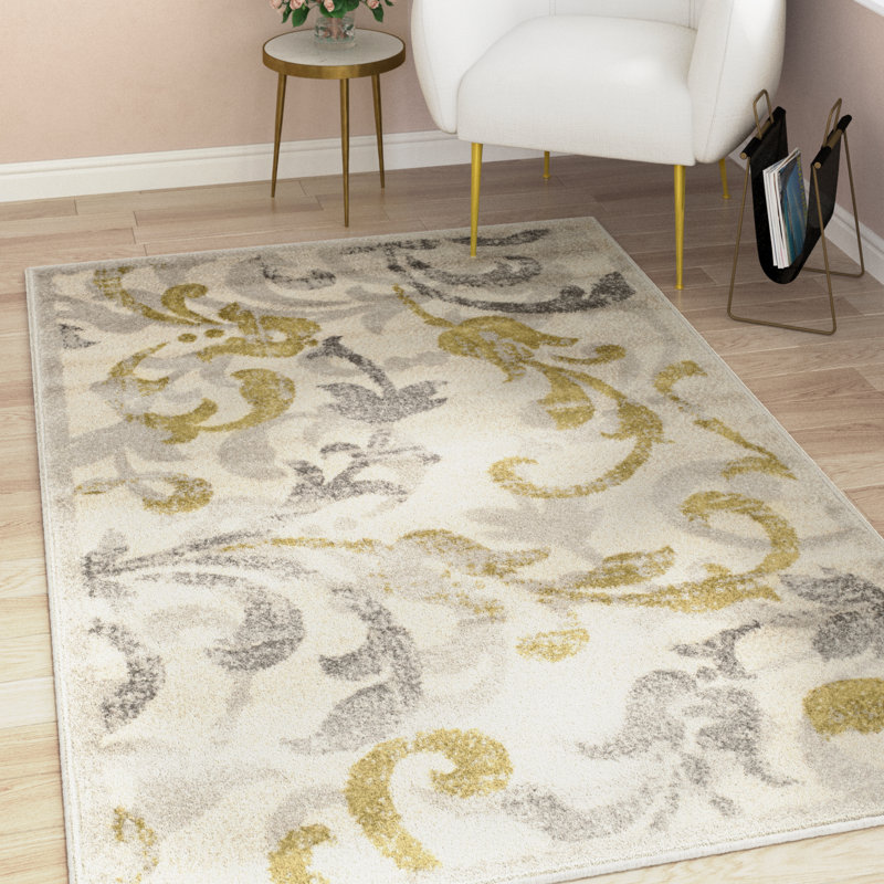 Tapis ivoire / gris clair Ammundsen, Rectangle 4 pi x 6 pi