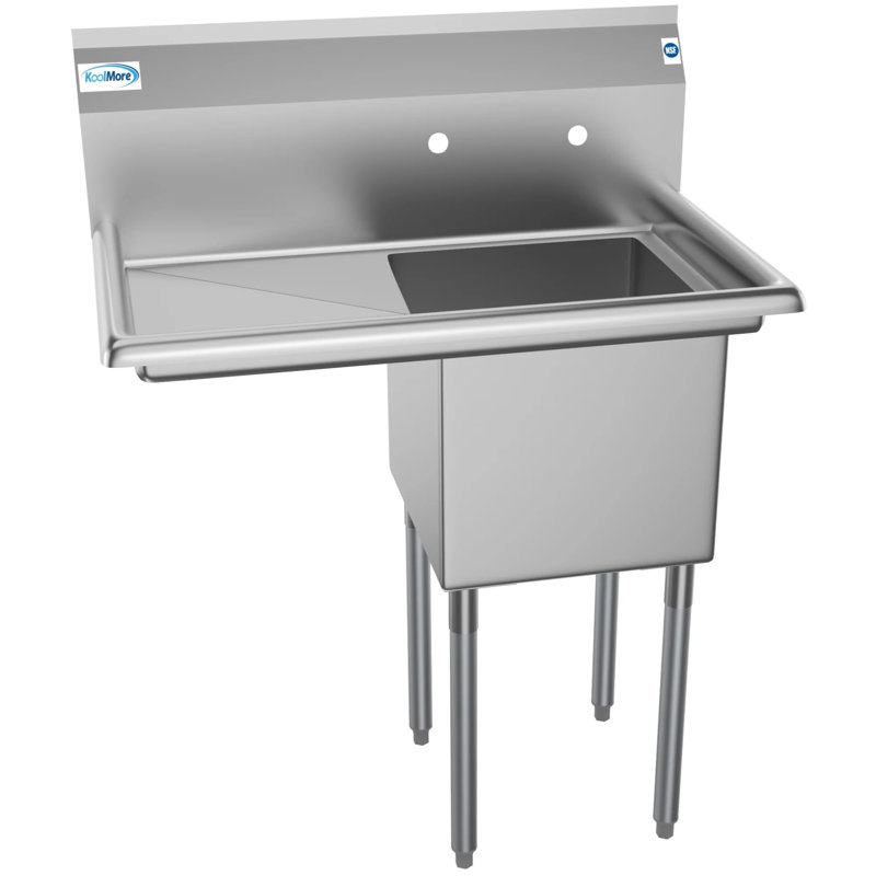 33'' Brushed Stainless Steel Wall Mount Commercial Sink with Drainboard