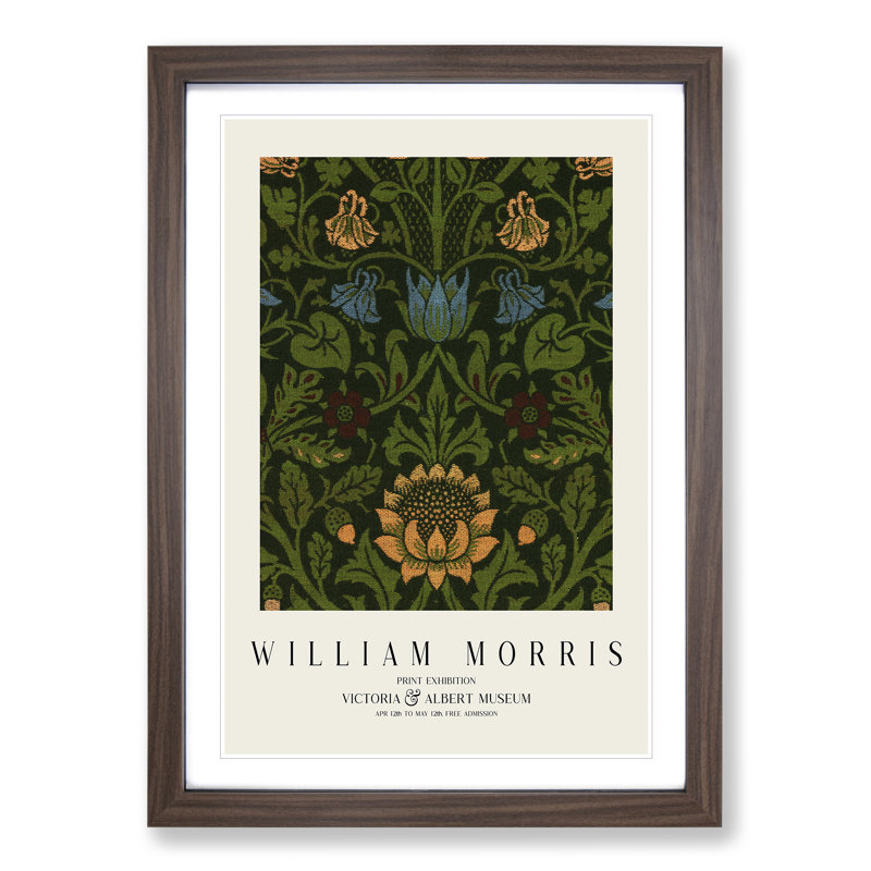 Violet and Columbine Vol.1 by William Morris - Picture Frame Art Prints, 65cm H x 48cm W x 2cm D, Walnut