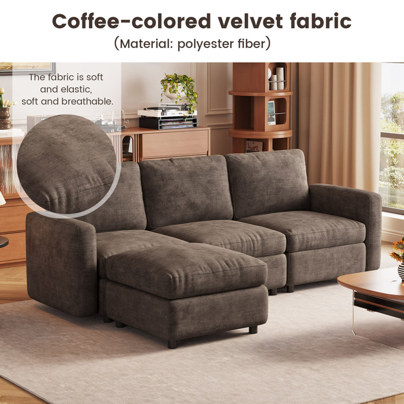 Corner Sectional, 85cm H × 229cm W × 145cm D, 4, Dark Grey