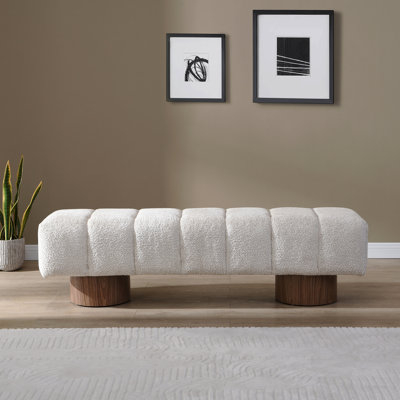 Banc de salle à manger rembourré, banc d'entrée avec repose-pieds, pied de tabouret en tissu de fausse fourrure