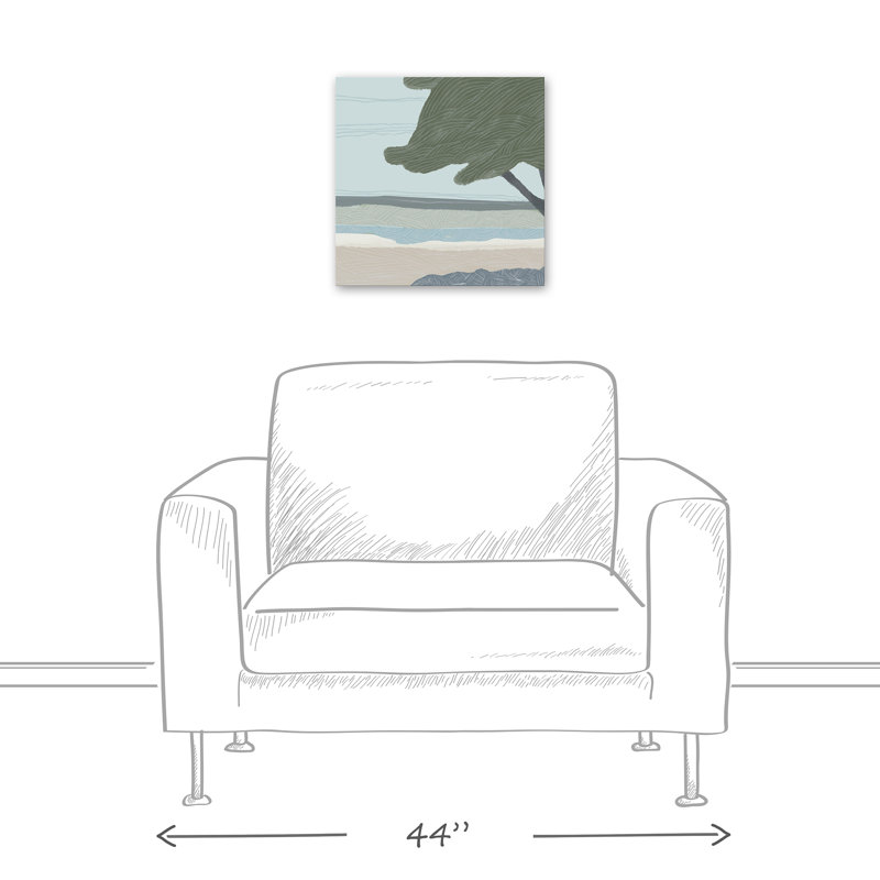Plage abstraite sur toile, H 12 po x l 12 po x P 1,25 po