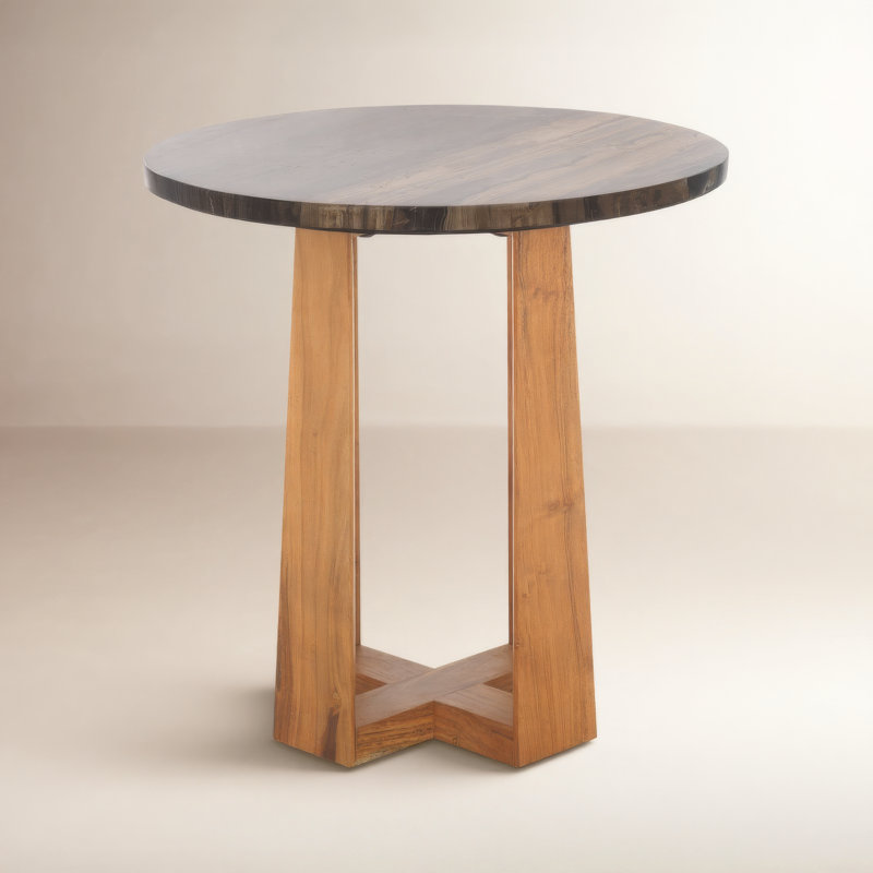 Baudelaire Marble Top End Table, Natural, Brown