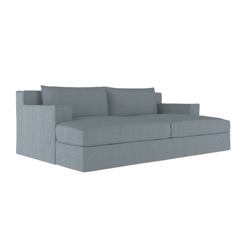 Mulberry Square Track-Arm Daybed with Flange Seam, Plush Velvet Blush, Weathered