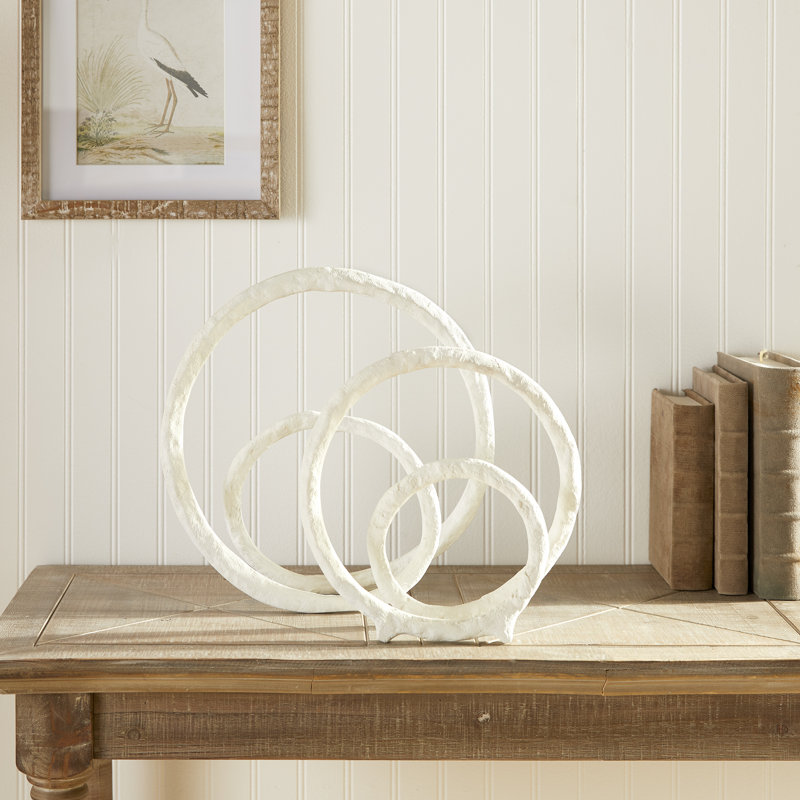 2 Piece Eldon Sculpture Set, 13" H x 13" W x 3.5" D, White